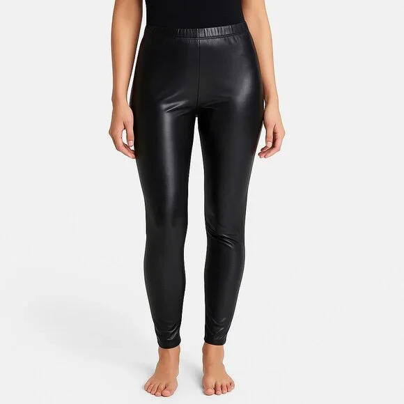 First Love Black Faux Leather Pants Women’s Size S NWOT High Rise Skinny Legging - Picture 1 of 4